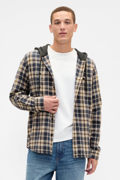 Hooded Flannel Shirt in Standard Fit