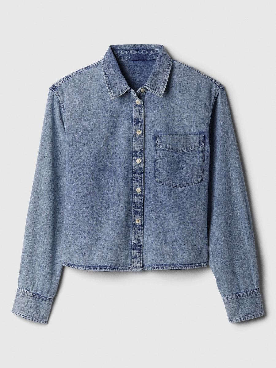 Cropped Denim Shirt with Washwell – GAP Philippines