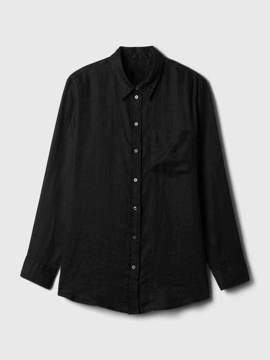 Boyfriend Shirt - Black Linen