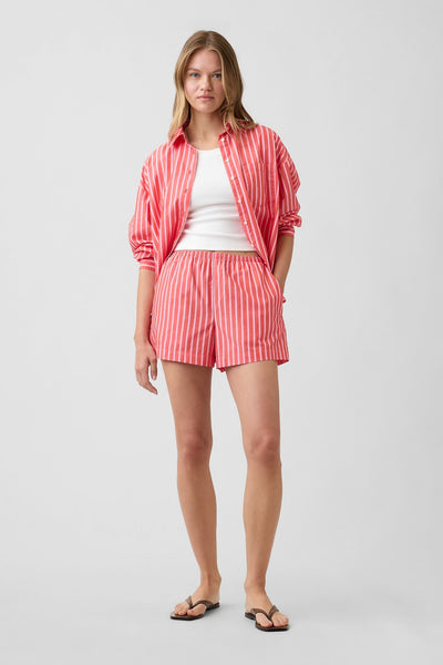 Relaxed Pull-On Poplin Shorts