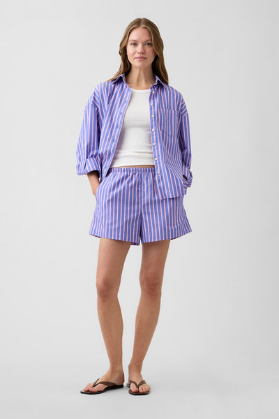 Relaxed Pull-On Poplin Shorts