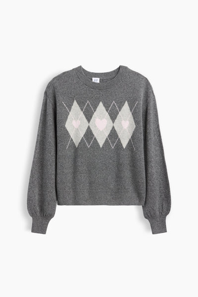 Gray Argyle Hearts
